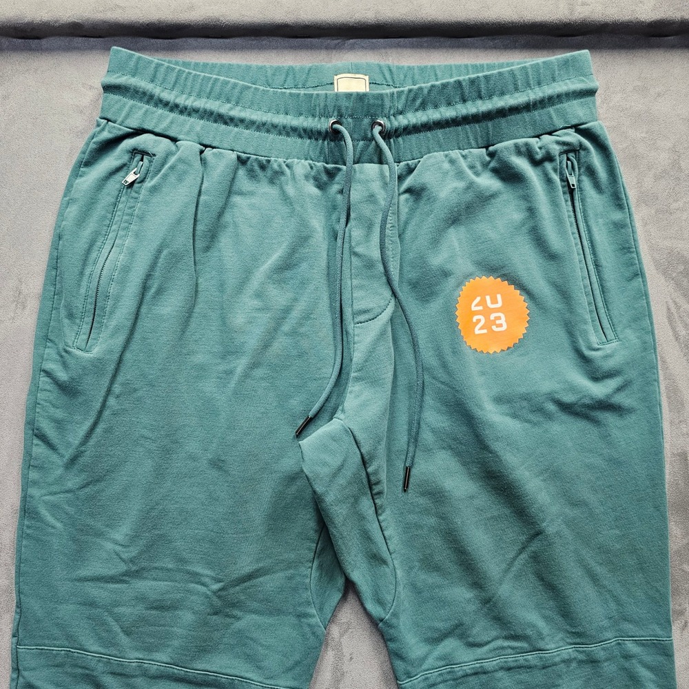 SWET TAILOR Mens XXL Teal Green Cotton Stretch Jogger Pants Zipper Pockets
